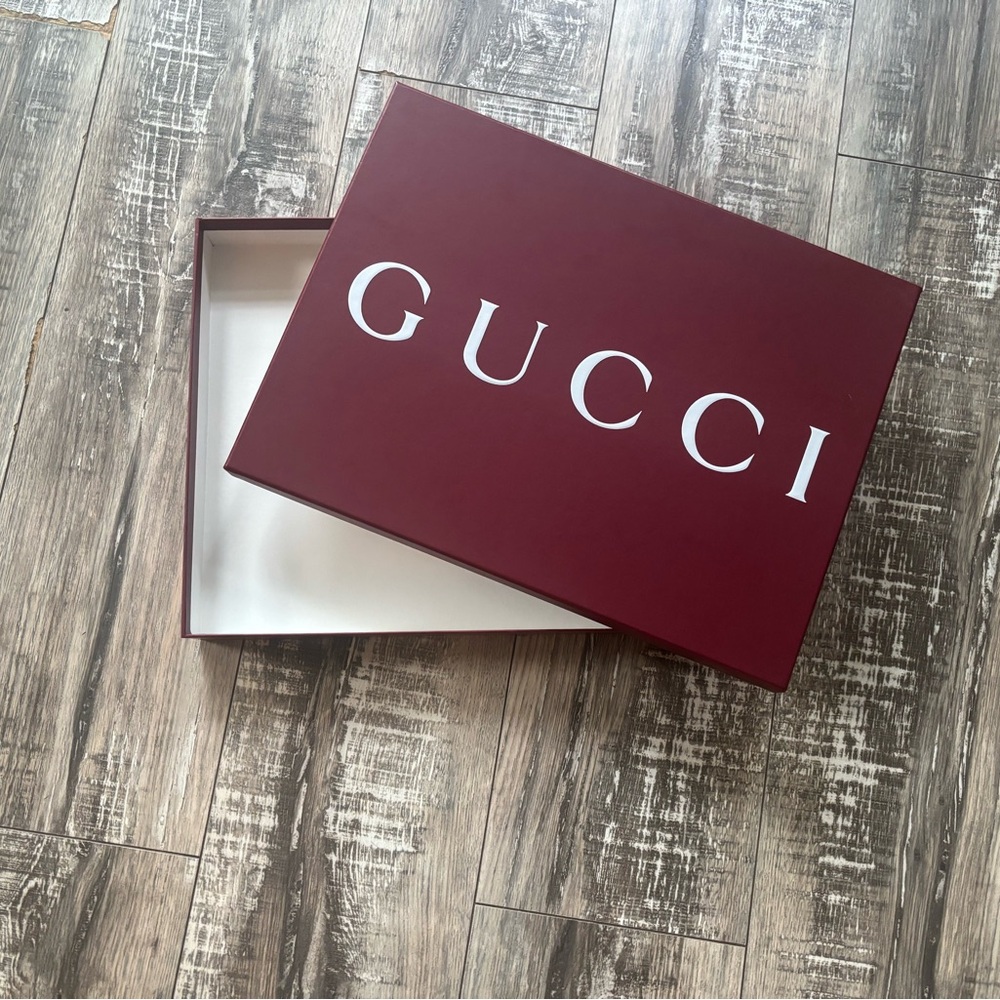 AUTHENTIC Gucci Designer Gift Box 16” x 12” x 2” – Deep Burgundy